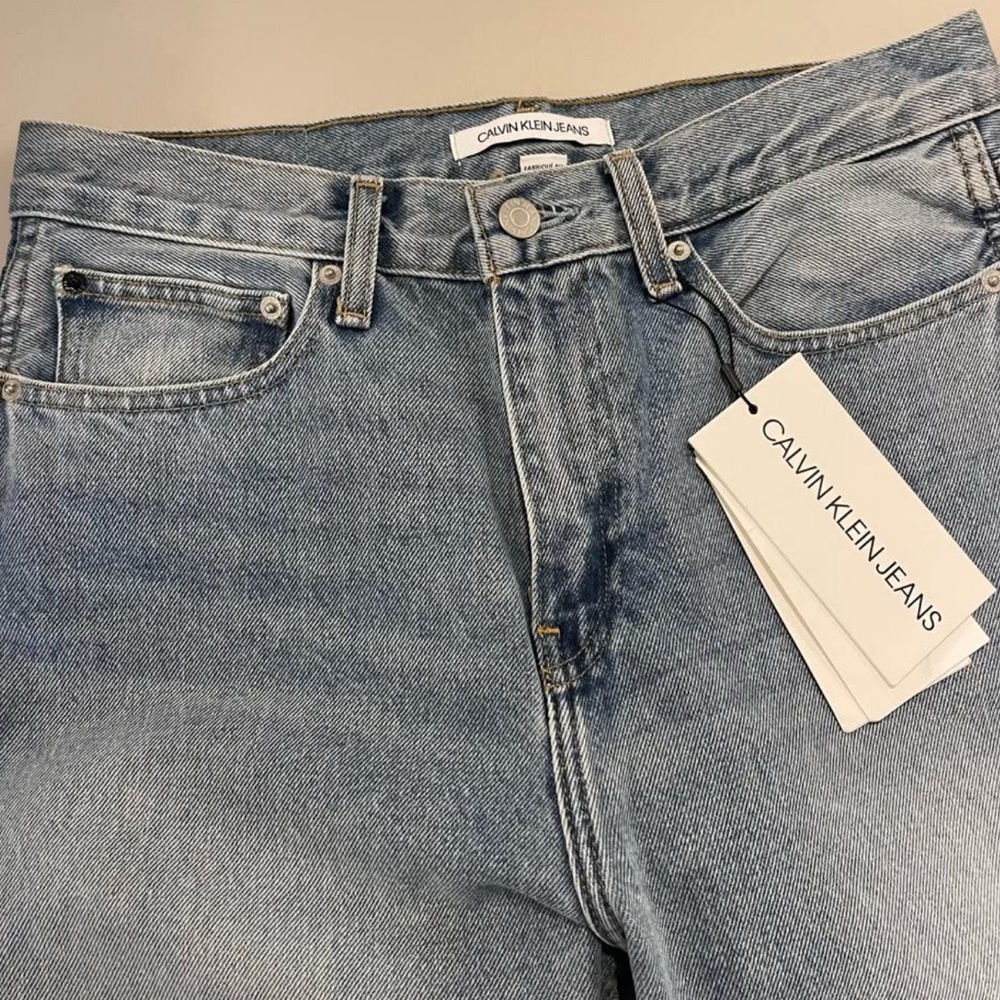 Calvin Klein Blue Straight Jeans with Vintage Wash